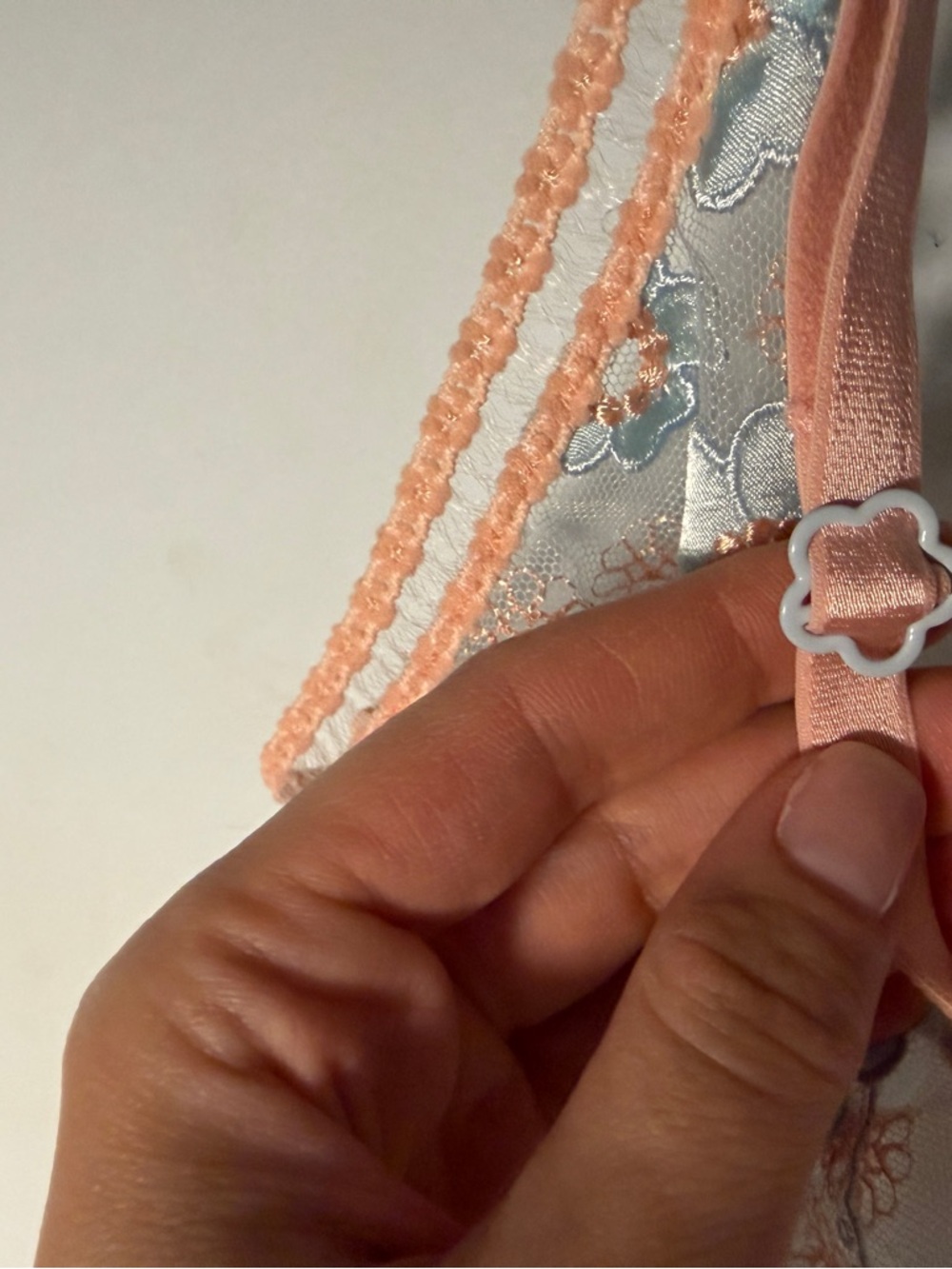 For Love and Lemons Delicate Peach & Blue Floral Lace Lingerie Set - Picture 6 of 10